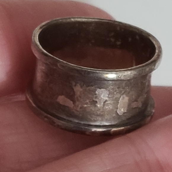 Vintage cigar ring  sz 6 925 sterling silver India cuff aged patina estate - Picture 4 of 8